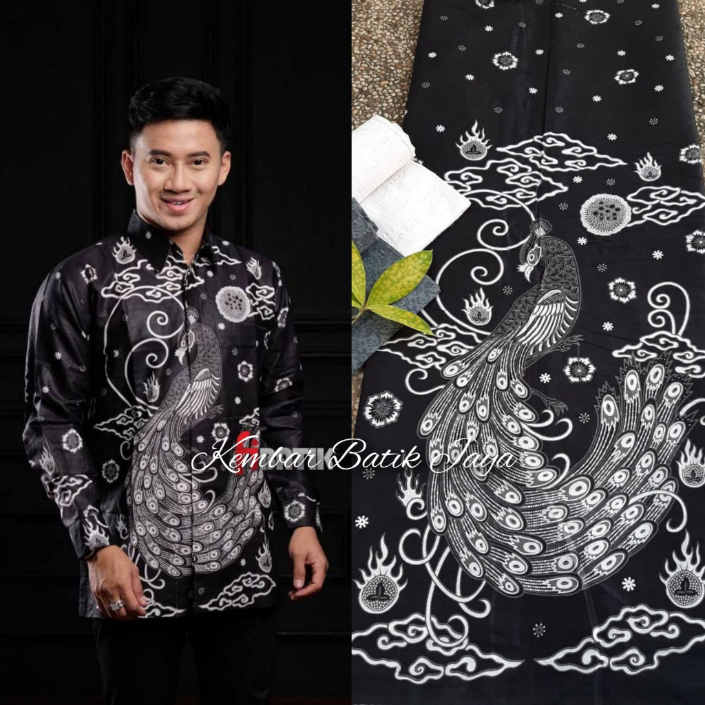 Kain batik printing motif manuk merak kain batik meteran bahan baju kain meteran batik pekalongan