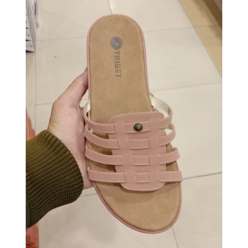 SANDAL FLAT WANITA MOTIF TALI POLOSAN BRAND TRISET RINGAN, SOL RABER KARET, PRODUK ORIGINAL.