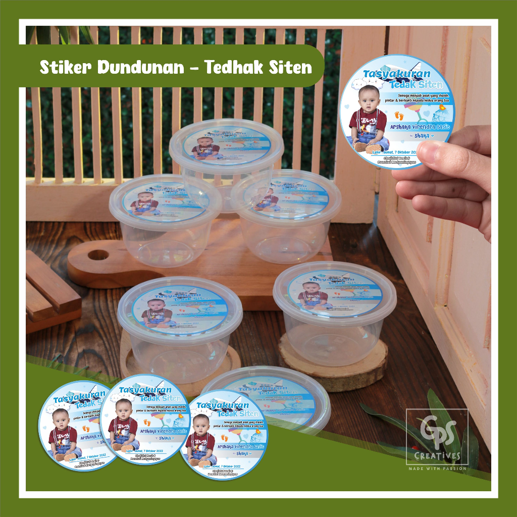 

Stiker Tasyakuran Dundunan Tedhak Siten Selapanan Model Bulat Cowok