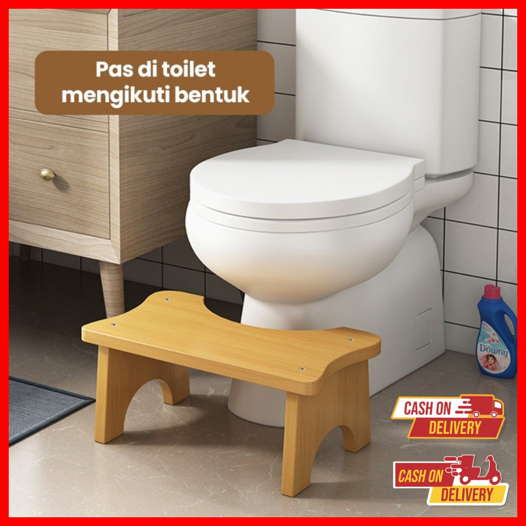 Kursi Duduk Toilet Pijakan Alas Kaki WC | Bangku Toilet Pijakan Kaki Bersih | Dingklik Kayu Kursi Jo