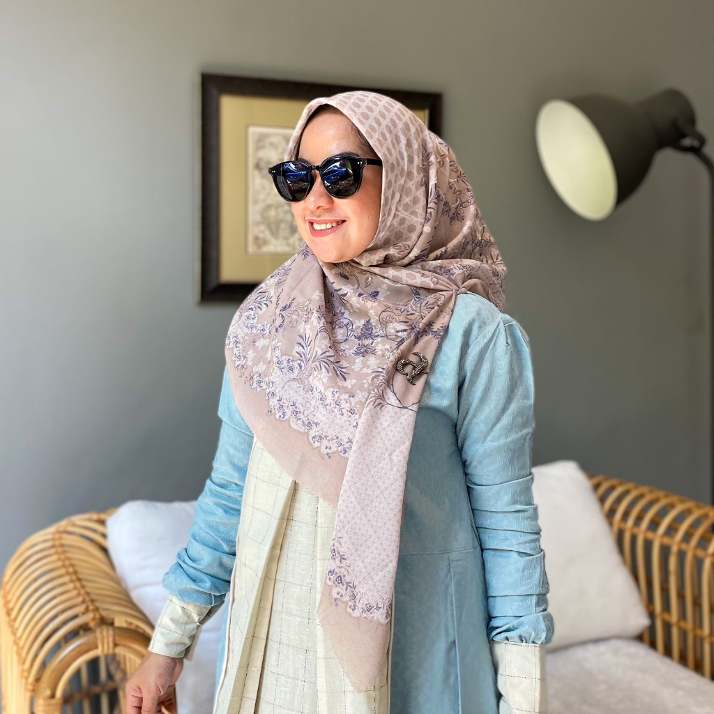 Jilbab Kerudung Hijab Segi Empat Motif Dewasa Terbaru  Coksu, Pict, Ungu, Sage, Cream Voal By Tyara