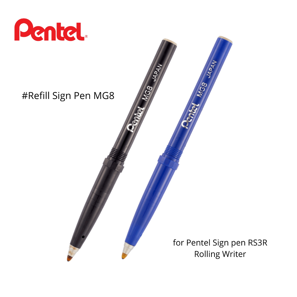 

Refill Sign Pen Pentel MG8 Tip 0.8 mm Tinta Hitam Biru For Pentel Sign Pen RS3BR Rolling Writer - Satuan