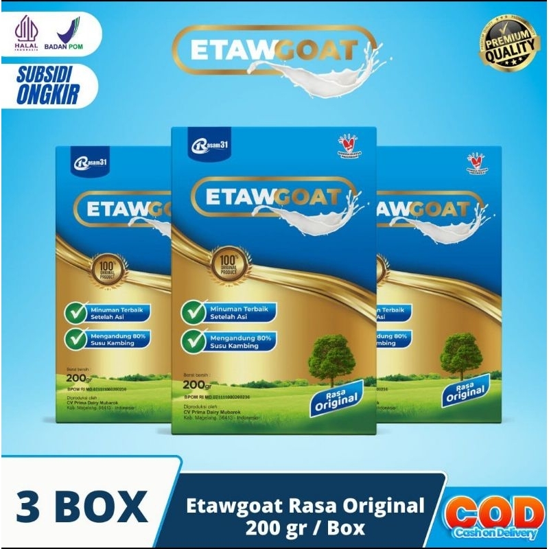 

3 BOX ETAWGOAT SUSU KAMBING ETAWA BUBUK ORIGINAL BERKUALITAS ATASI NYERI TULANG SENDI LUTUT PINGGANG ASAM URAT SESAK NAFAS ASMA BATUK MENAHUN PARU-PARU
