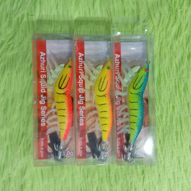 Umpan pancing Cumi Udang kaki tiruan Squid Jig Rattle & glow 3.0