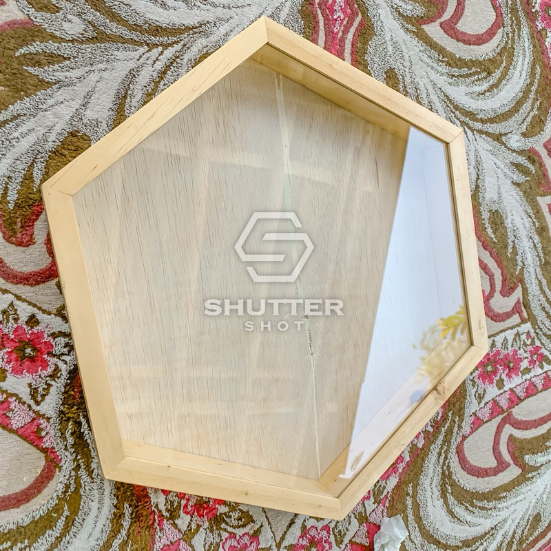 frame / pigura / figura / bingkai 3D segi 6 30x30cm TEBAL 4cm untuk kado / pop up / scrapbook
