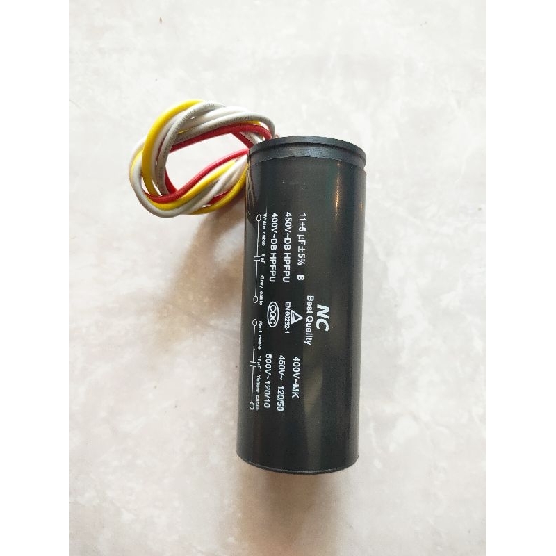 KAPASITOR MESIN CUCI 2 TABUNG 11+5 uF