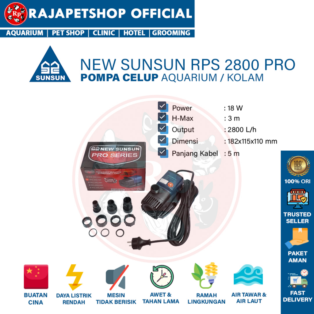 NEW SUNSUN RPS 2800 PRO Pompa Air Celup Kolam Aquarium