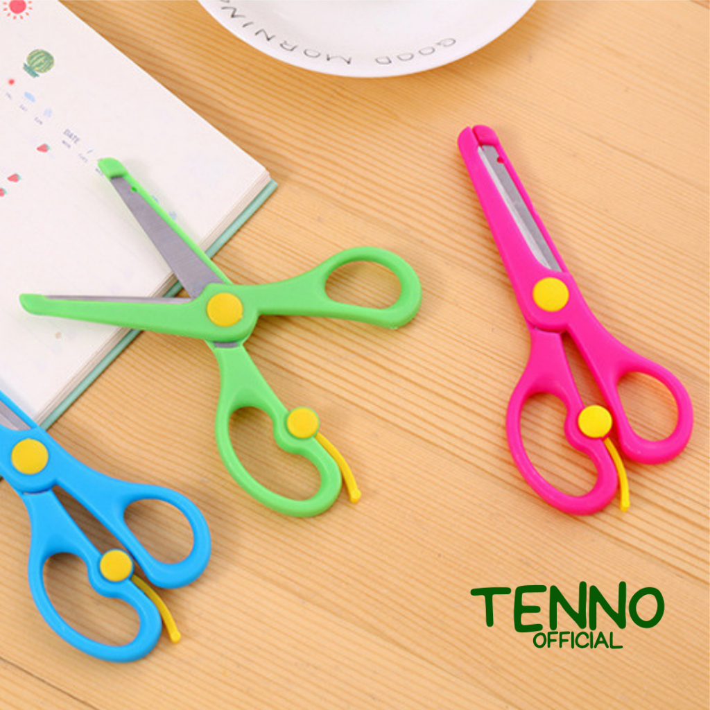 

TENNO Gunting Anak Lucu Ukuran Mini Cover Plastik Aman Digunakan Warna Estetik Aesthetic Solid Soft Pastel Macaroon