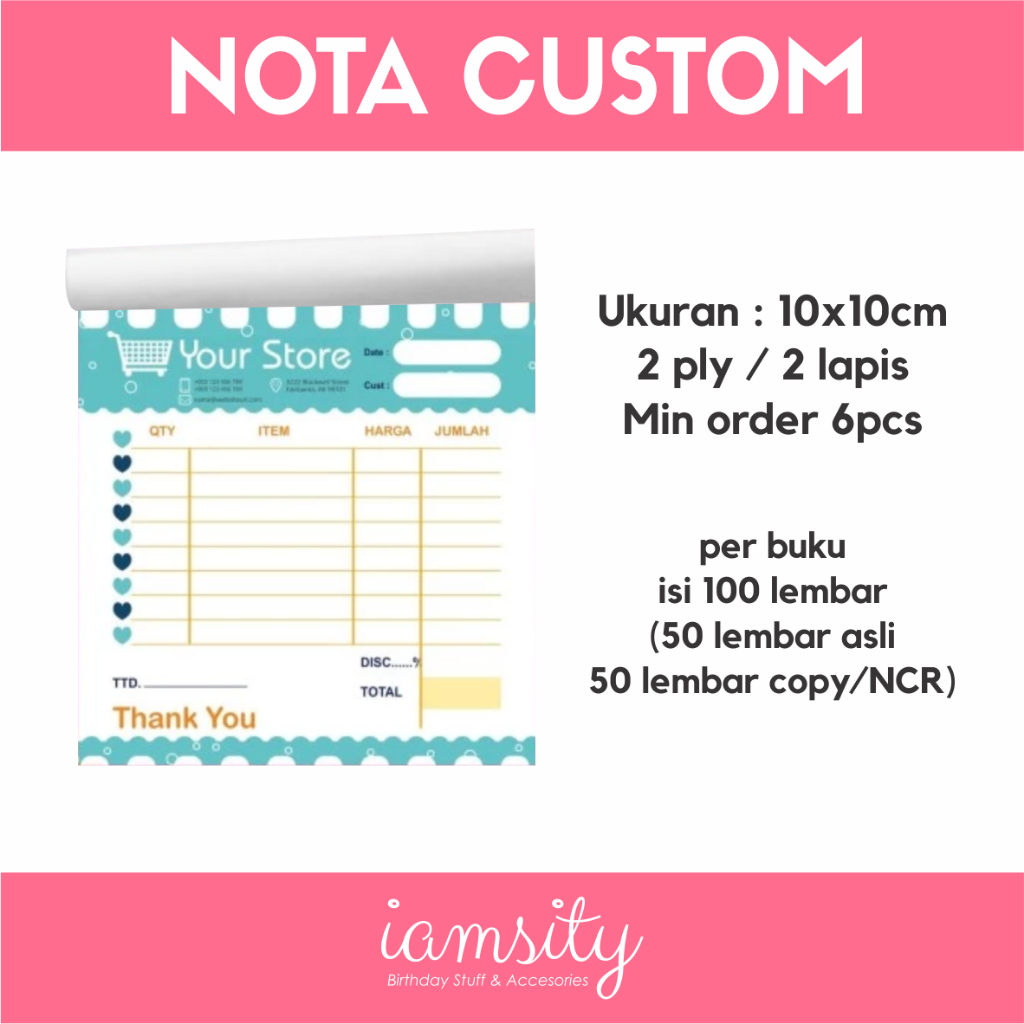 

Nota custom 2 ply 2 rangkap buku nota penjualan tanda terima