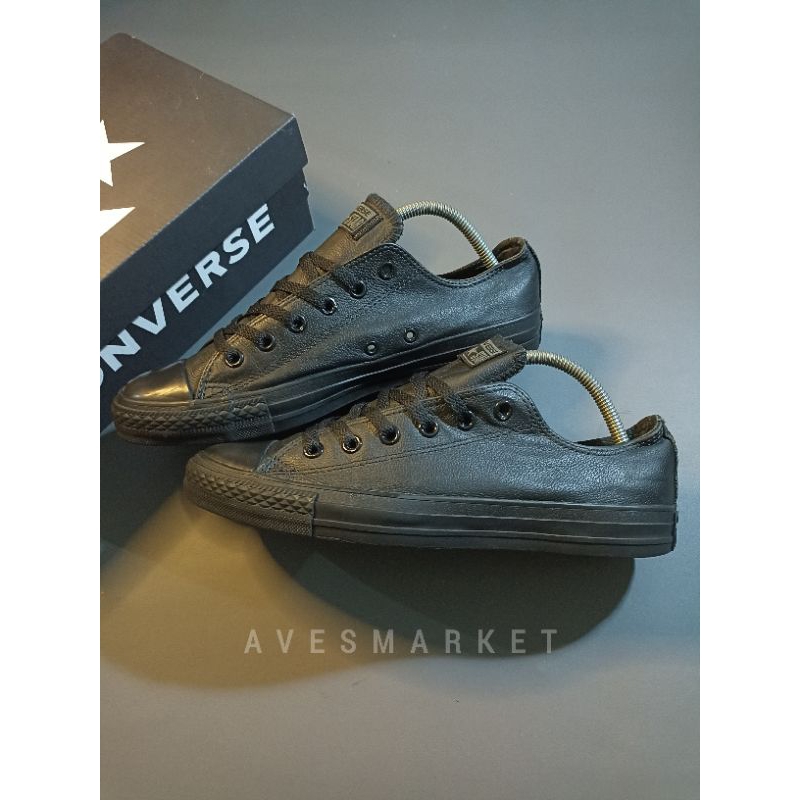 Converse CTAS OX Black Leather Used Original