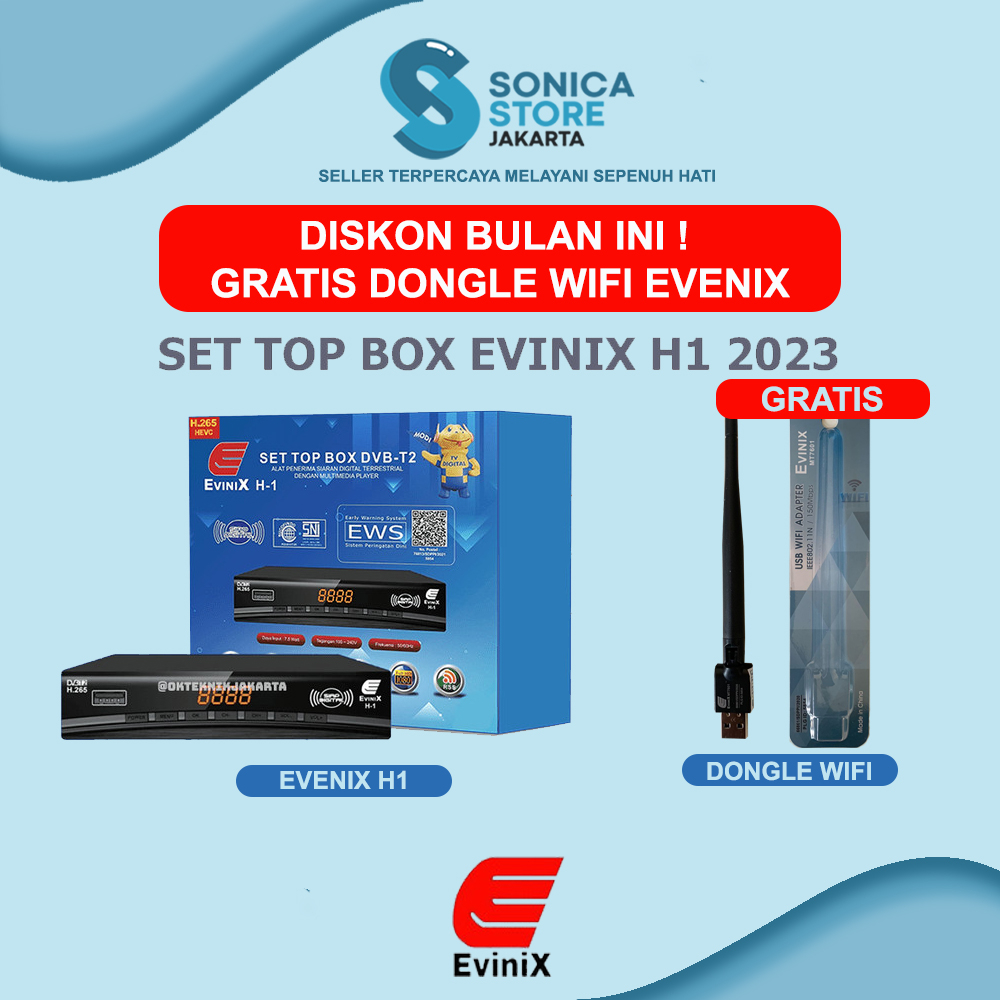 [FREE DONGLE WIFI] Set Top Box EVINIX H1 DVB T2 HD EWS/ SET TOP BOX TV DIGITAL EVINIX H1 Original  /