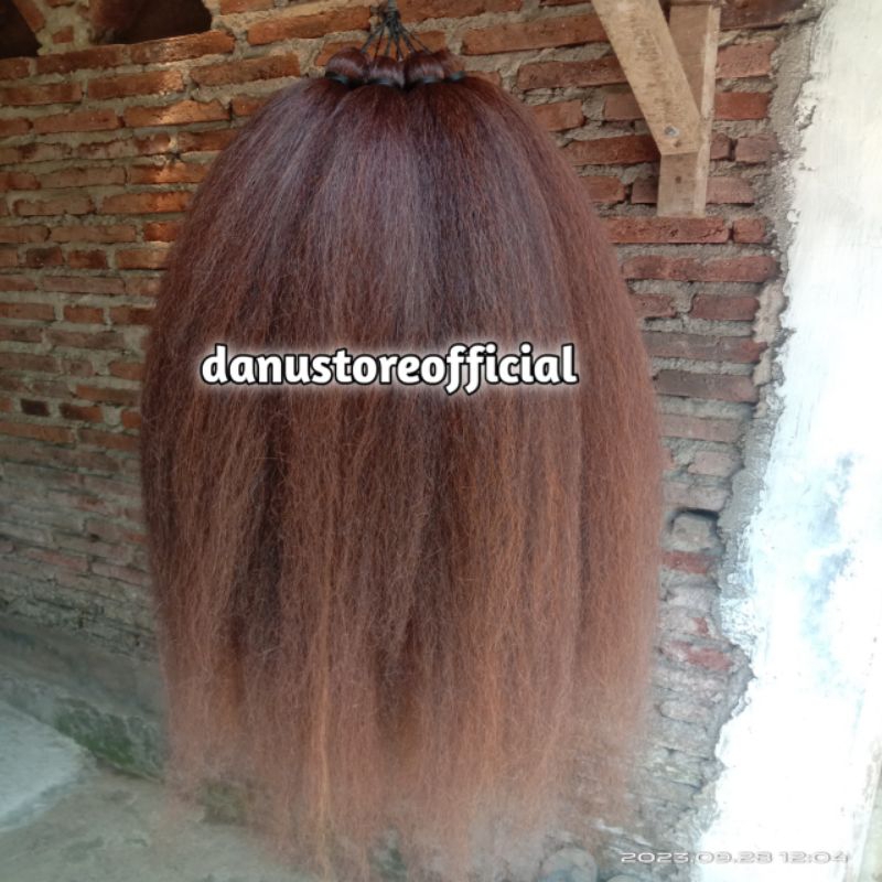 Cemara rambut sintetis polos/rambut sambung warna brontok coklat/1 warna, panjang rambut 80cm