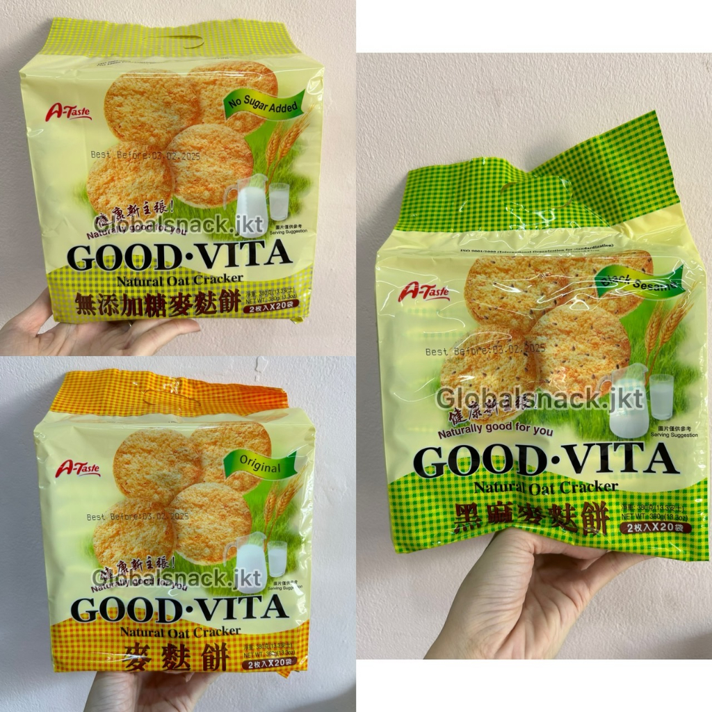 

A TASTE GOOD VITA NATURAL OAT CRACKER ORIGINAL / BLACK SESAME / NO SUGAR ADDED - A-TASTE