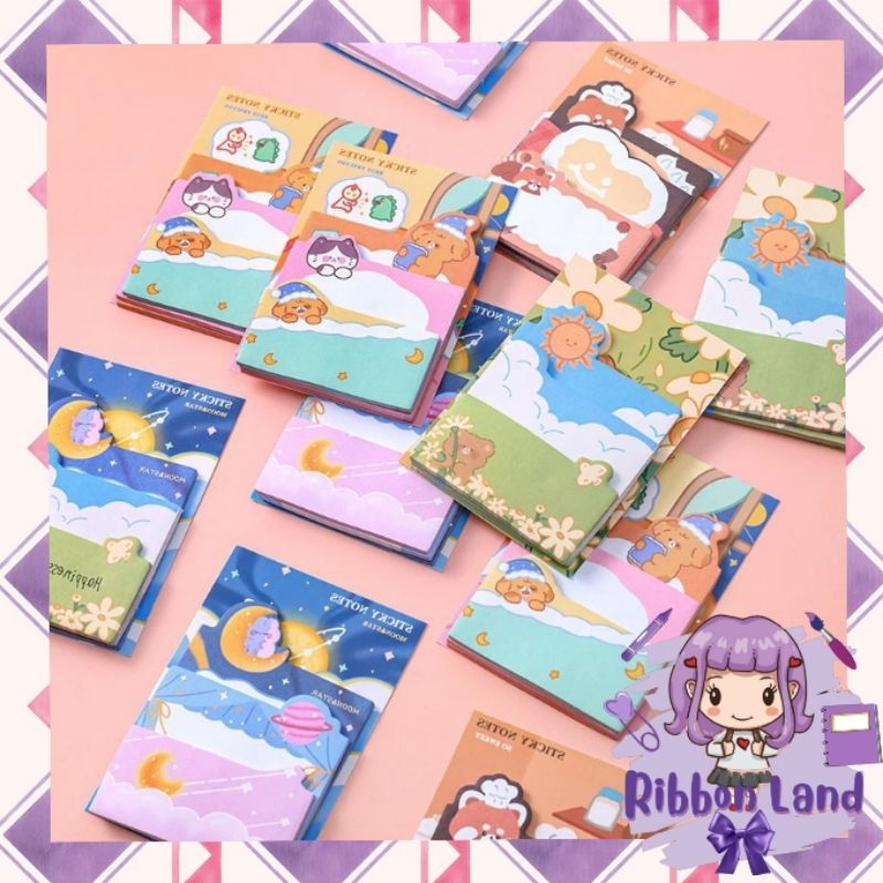 

(90 lbr) 3 in 1 Sticky Note Memopad Kertas Tulis Lucu Warna