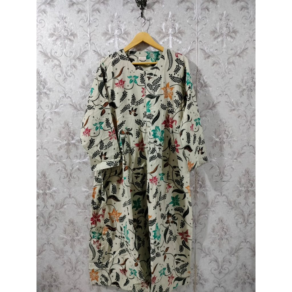 PRELOVED Gamis Wanita Batik Coklat Cantik Motif Bunga