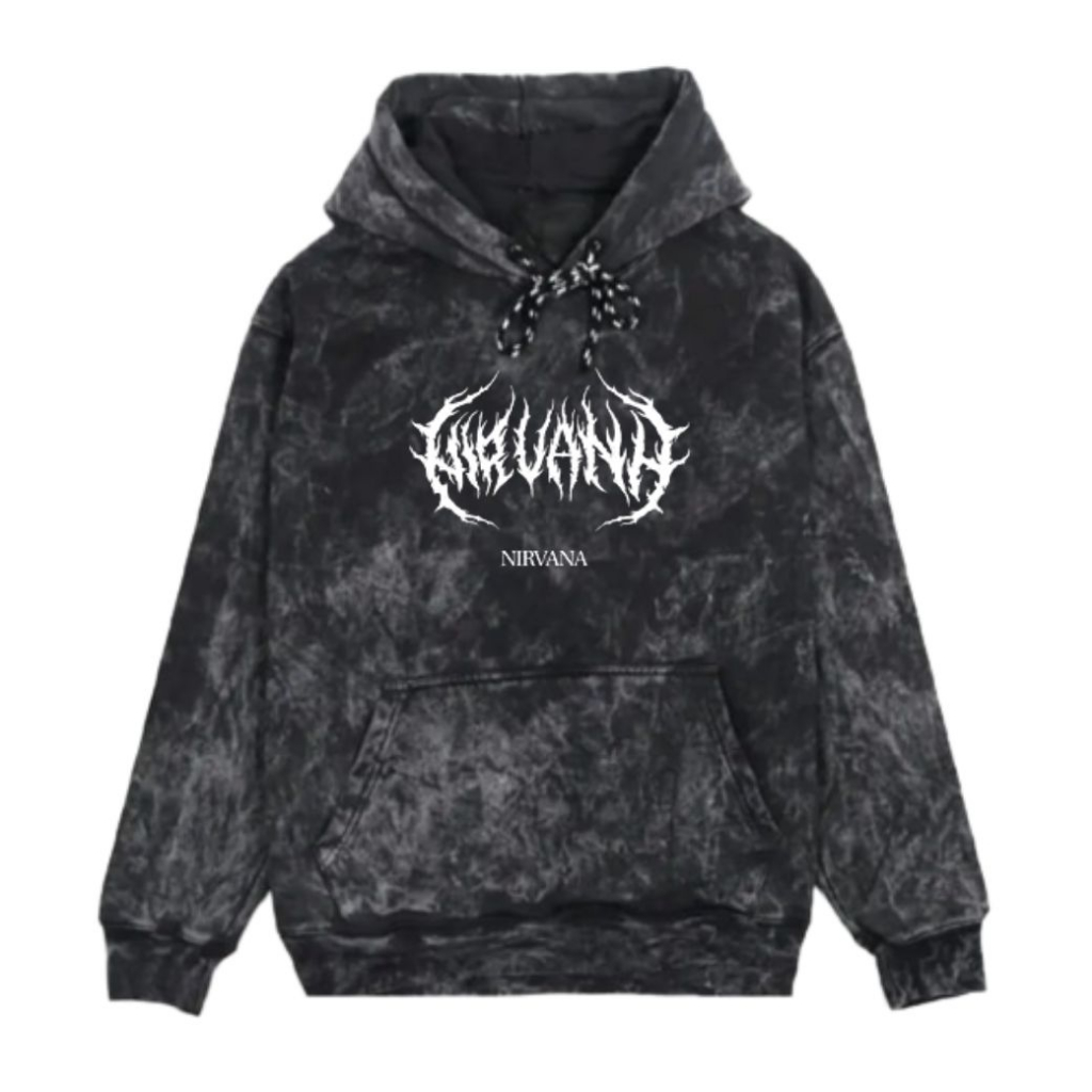 Bisa Byar Ditempat ( COD ) Jaket Pria Wanita Hoodie Oblong Black Washing Nirvana Premium Original