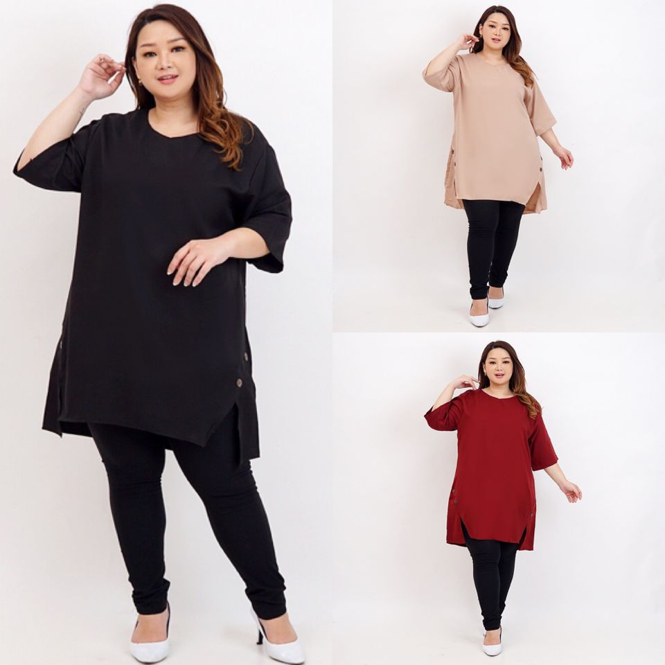 BAJU BLOUSE TUNIK WANITA JUMBO LD 120cm XXL XXL BIGSIZE OVERSIZE 016 BAJU HAMIL POLOS BASIC PANJANG 