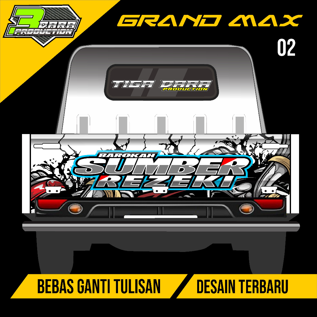 Stiker Decal Pintu Belakang GrandMax pick up ,Sticker Bak Belakang Grandmax  BEBAS REQUEST KODE 02