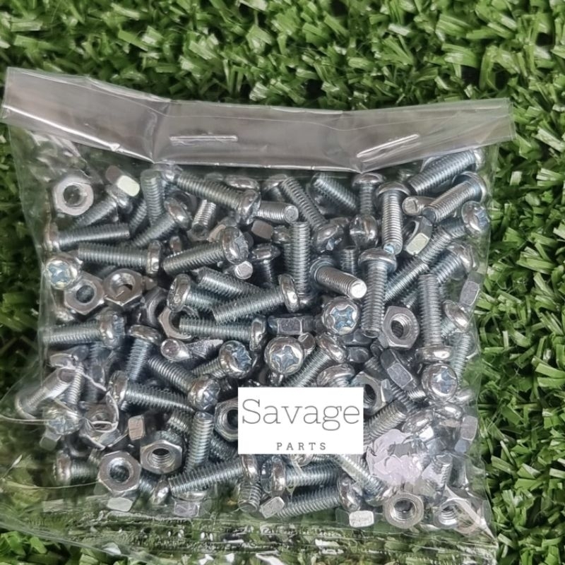 100 PCS BAUT + 100 MUR 3X10MM SPIKON BAUT JENGKOL JP M3 X 10MM