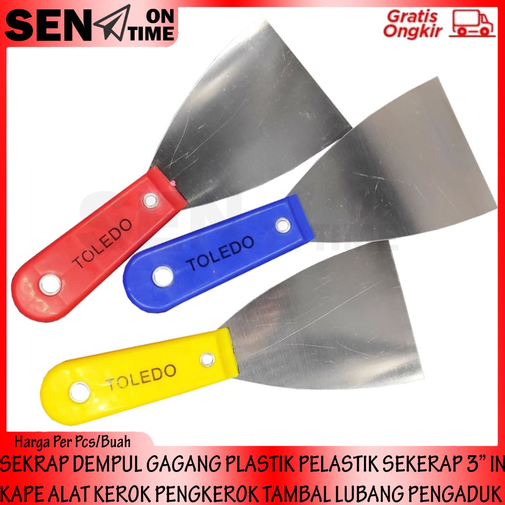 SKRAP SEKRAP DEMPUL GAGANG PLASTIK PELASTIK SEKERAP KAPE 3 IN ALAT KEROK PENGKEROK TAMBAL LUBANG PEN