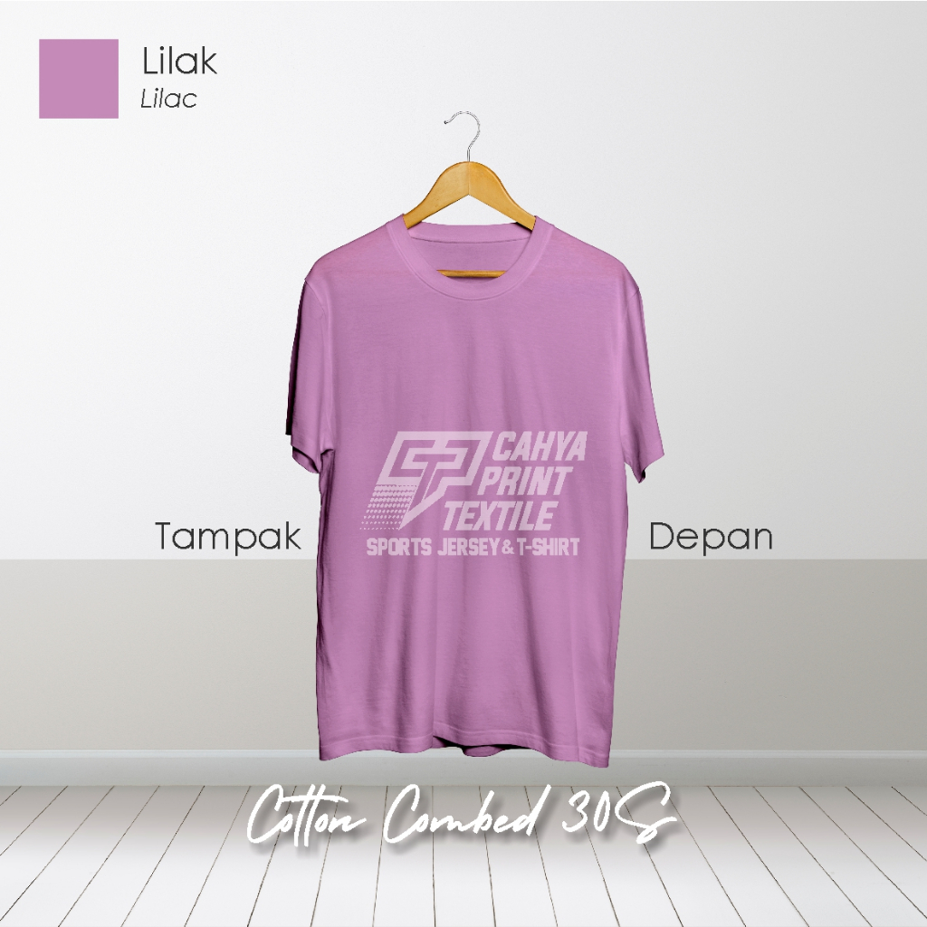 Kaos Polos Lengan Pendek Cotton Combed 30S Warna Ungu Lilac