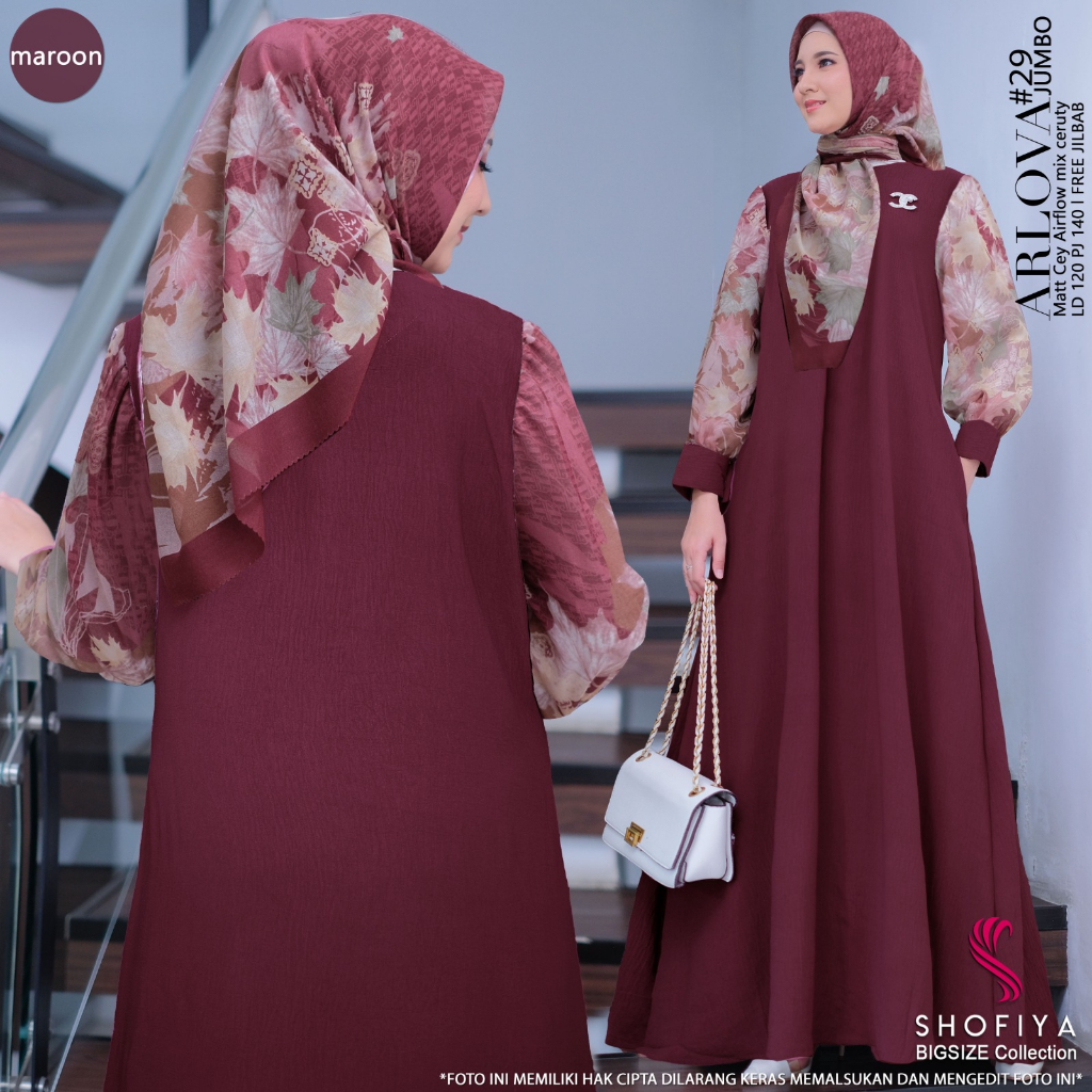 arlova29-mrn dress jumbo ld 120 pakaian baju gamis syari gaun long dres longdress maxi maxy xxl one 