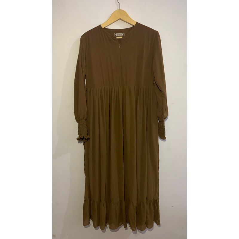 Dress coklat sifon polos