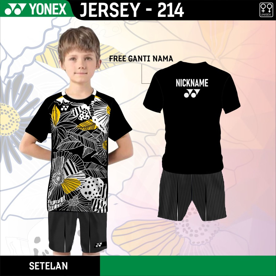 Setelan jersey anak badminton the minions kaos yonex baju bulutangkis