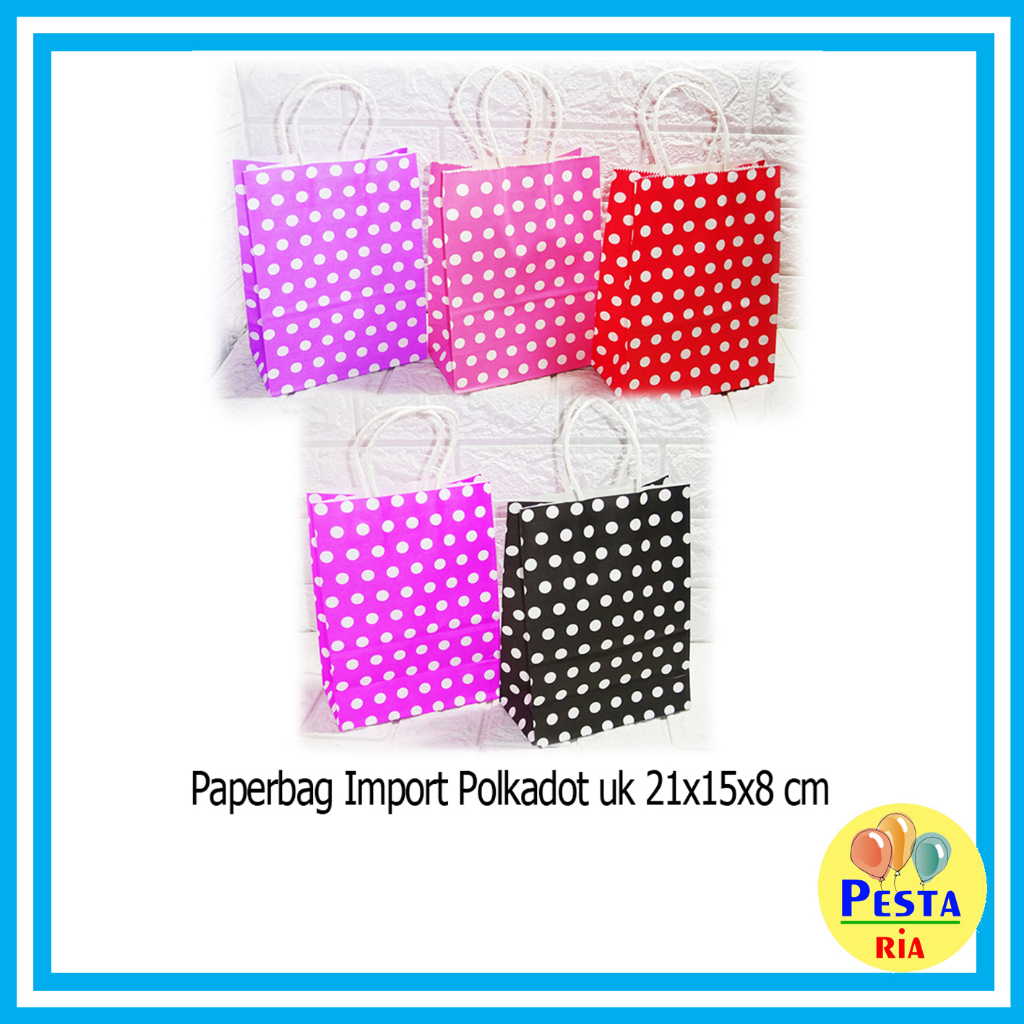 

Murah!! (1Pcs) Shopping bag motif polkadot, tas kertas souvenir motif polkadot, paperbag polkadot