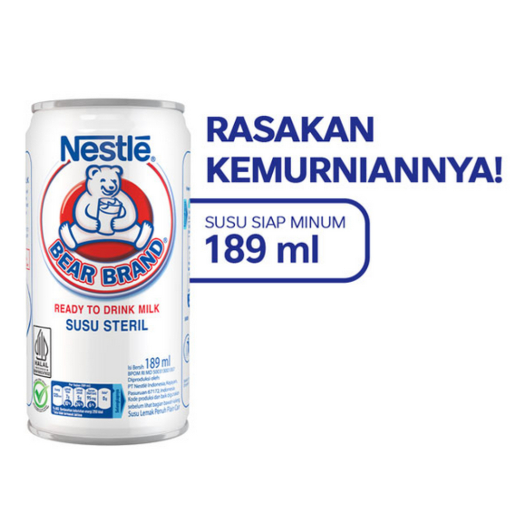 

NESTLE BEAR BRAND 189 ML SUSU CAIR SUSU BERUANG SUSU KALENG SUSU STERIL BEARBRAND