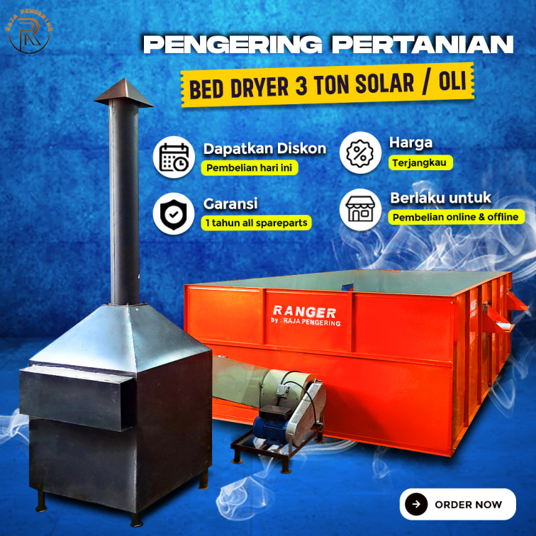 Alat Pengering Jagung Kopi Kedelai - Bed Dryer 3 Ton Solar/Oli Bekas