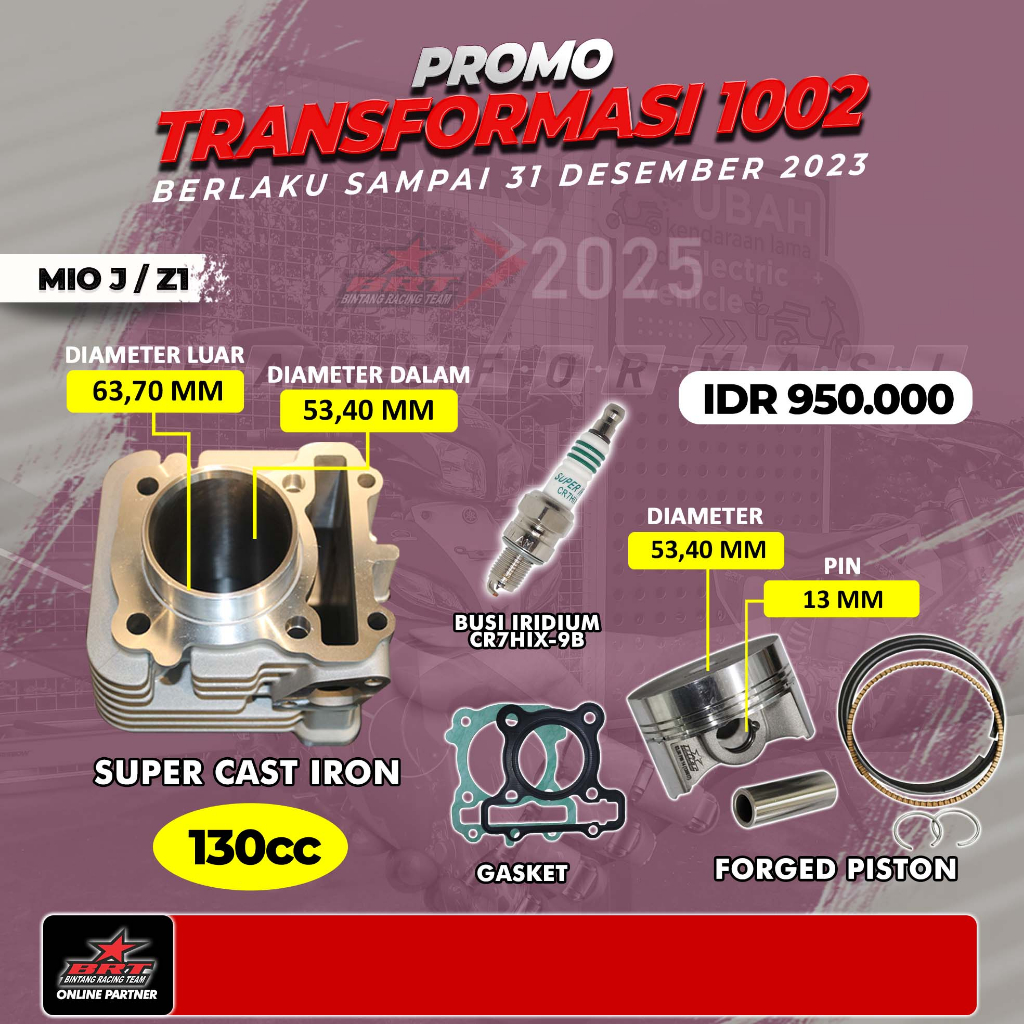 PROMO 1002 - Paket Bore Up Yamaha Mio J - Blok Piston 53.40