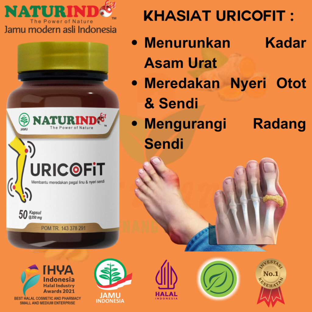 Uricofit Naturindo Jamu Asam Urat Bengkak Nyeri Sendi Linu Radang Sendi Kram Kebas Kesemutan Sendi B