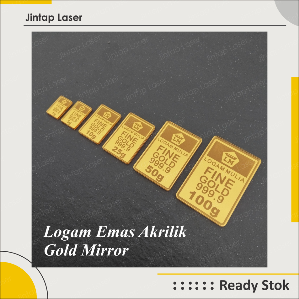 Mainan Logam Mulia Emas Antam LM Akrilik Gold Acrylic Mirror Hiasan Dekorasi Mahar