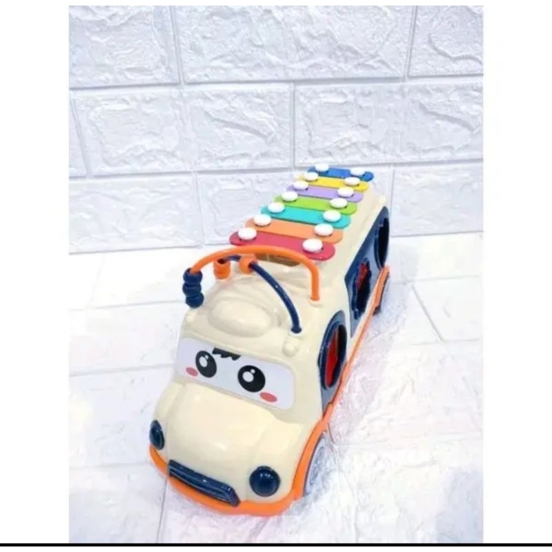 Mainan Bus Xylophone 3in1 HAPPY BUS XYLOPHONE musik bus /mainan anak edukasi YE20