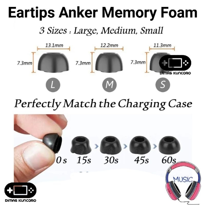Eartips Anker Memory Foam busa soundcore liberty 3 2 pro air 2 x ear tip tips