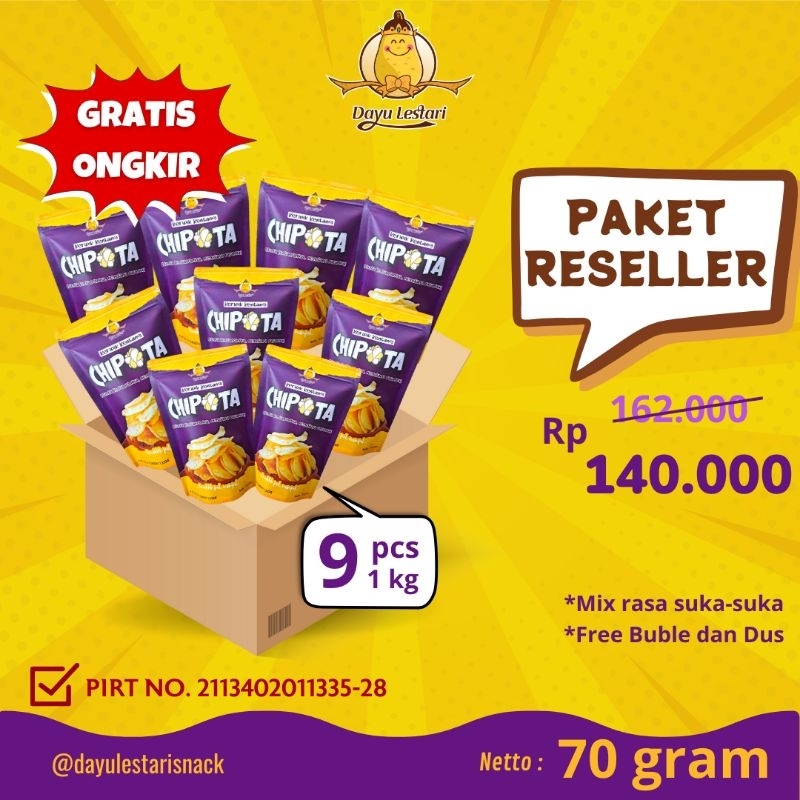 

CHIPOTA PAKET RESELLER Keripik Kentang Potato chips || Snack Cemilan sehat nikmat