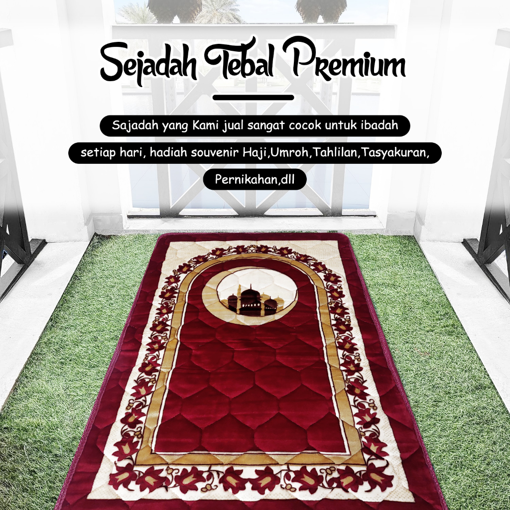 Sajadah Empuk Embos Premium Dewasa / Sajadah Bulu Turkey Besar Modern Terpopular Anti Slip - Sajadah