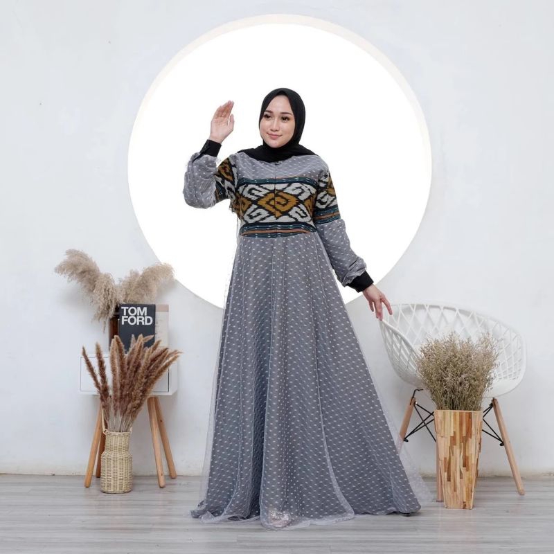 Gamis tenun |  Tenun asli | kombinasi gamis tenun