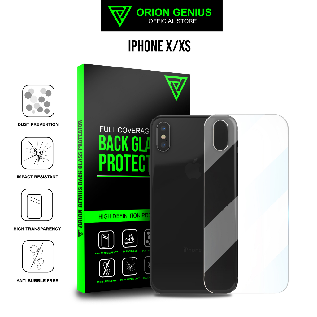 Orion Genius Anti Gores Belakang iPhone Back Tempered Glass for iPhone X XS Clear 9H Premium Full Co