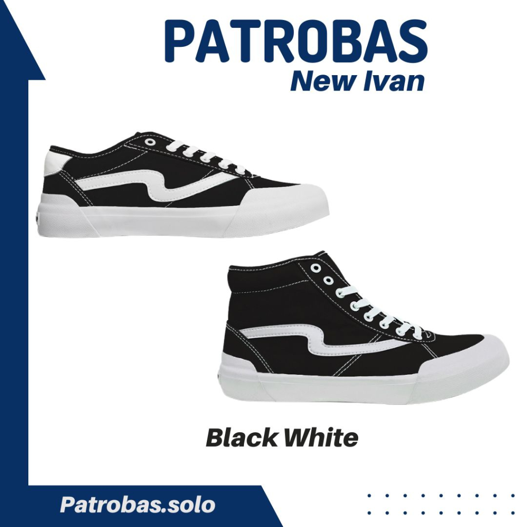 Patrobas New Ivan Black White Original Sepatu Patrobas Petrobas Hitam Putih