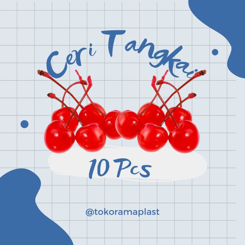 Cherry Tangkai 10pcs / Ceri Tangkai Buah / Dekorasi kue