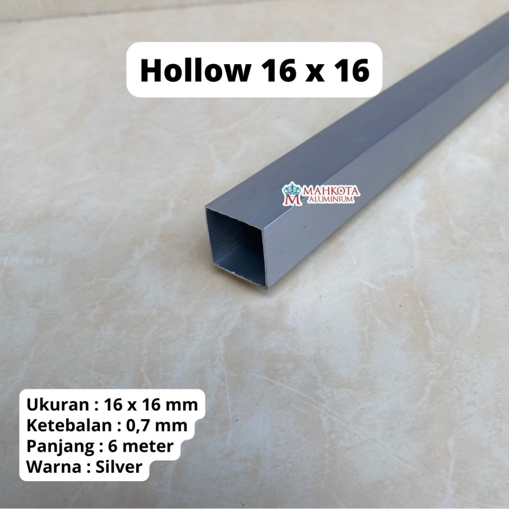 HOLLOW / KOTAK ALUMINIUM 16x16 MM