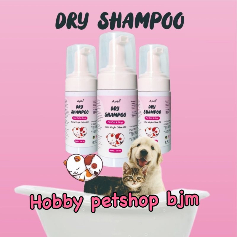 Apet dry shampoo 100ml - TANPA BILAS AIR shampo kucing anjing hewan sampo kering