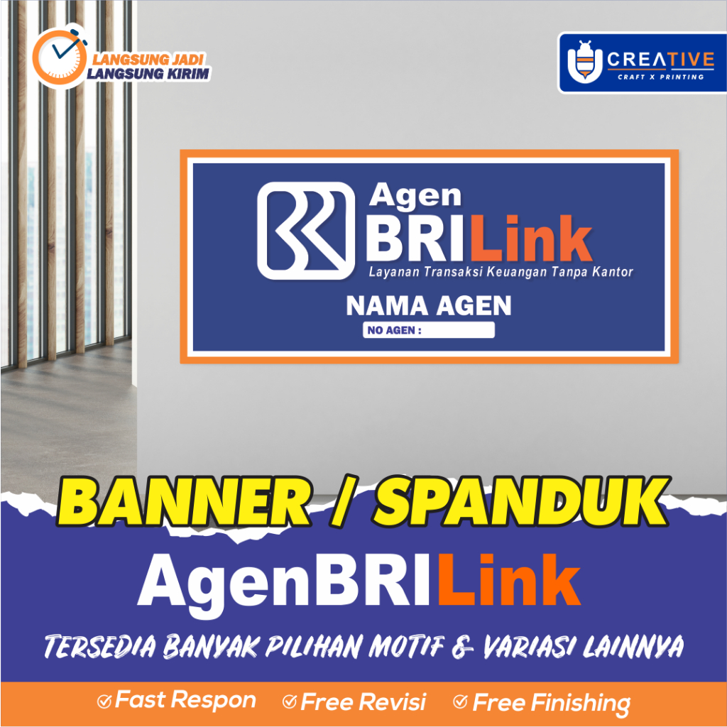 Banner / Spanduk Backdrop Dinding Agen BriLink (Bisa Custom Ukuran)