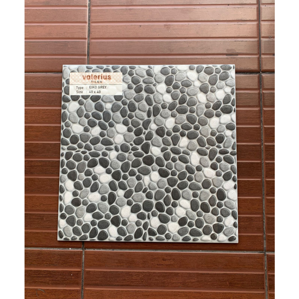 KERAMIK LANTAI DINDING 40X40 EIKO GREY / KERAMIK MOTIF BATU ALAM MATT KASAR EMBOSSED