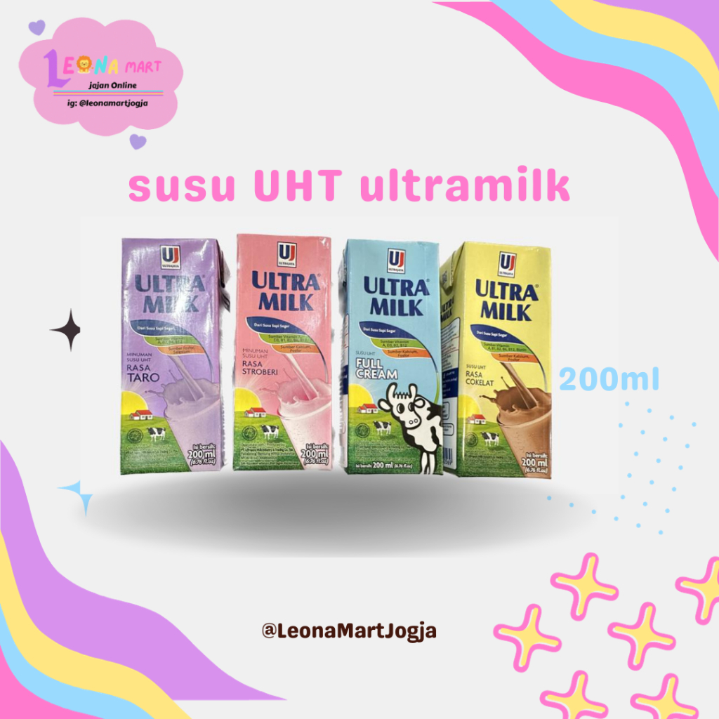 

ultra susu UHT 200ml/strawberry/taro/full cream/coklat