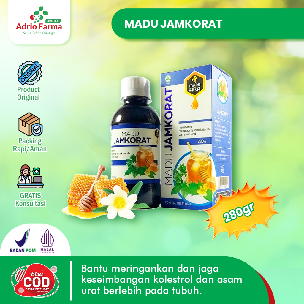 

Madu FIRA JAMKORAT - ORIGINAL Botol @ 280gram - Meringankan Gejala Asam Urat & Kolesterol Berlebih - Herbal Kesehatan