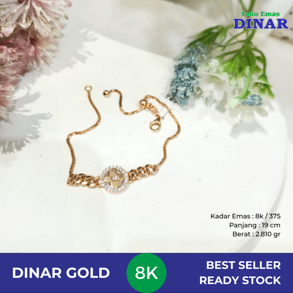 Gelang Santa BT AD Serut SLP - Emas Muda - Kadar 8K/375