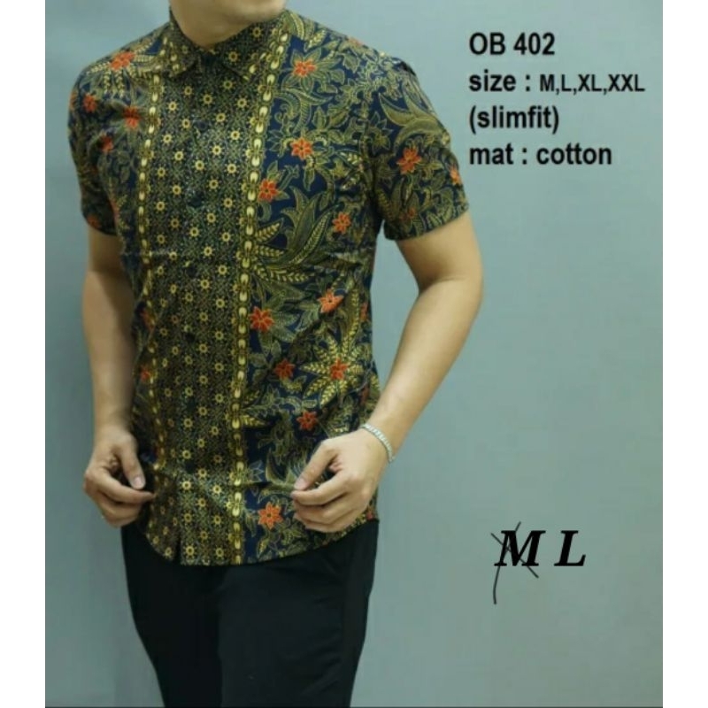 Kemeja Batik pria Batik solo Batik slimfit lengan pendek